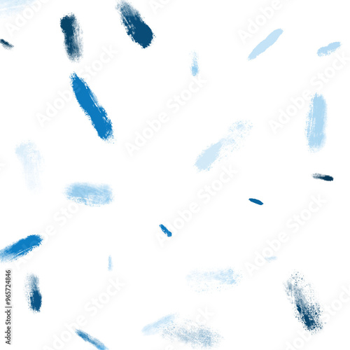 Isolated colourful abstract brushstroke stains in blue tones