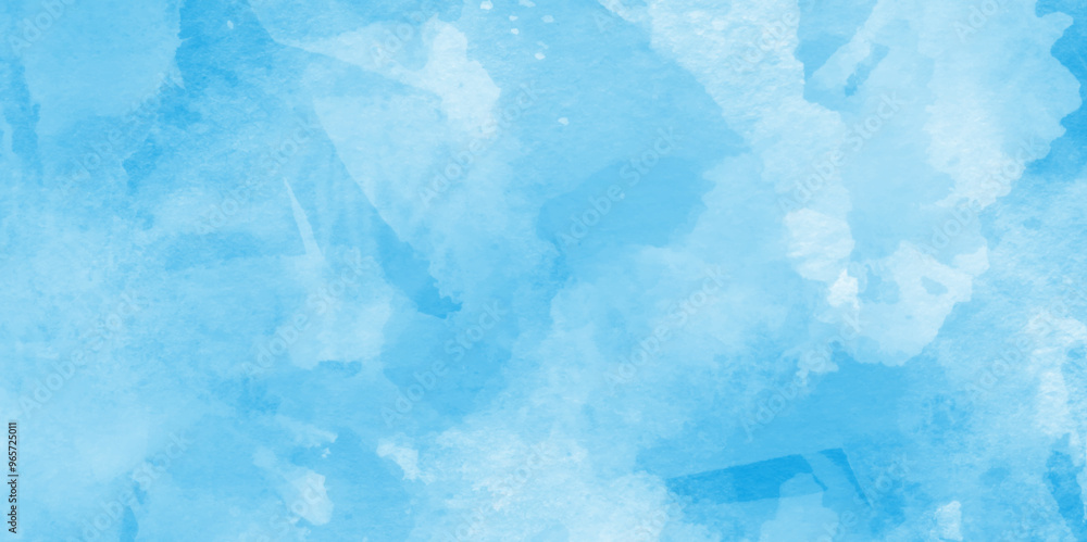 Obraz premium soft and splashed blue watercolor background, Aquarelle texture of painted sky blue watercolor, Hand painted blue watercolor paper texture, Artistic blue watercolor splash, blue marble background.
