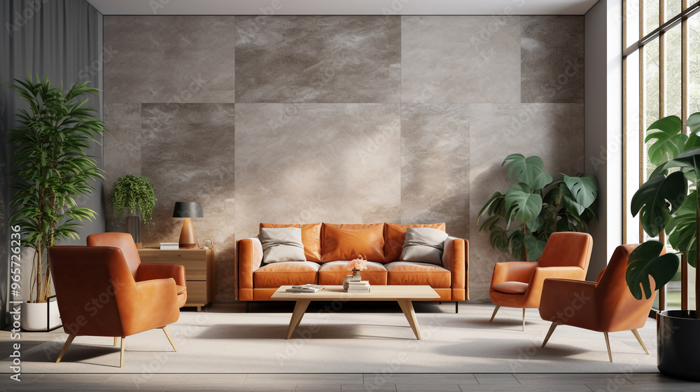 Fototapeta premium gray living room with a large window