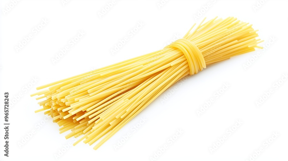 Yellow pasta spaghetti on a white background