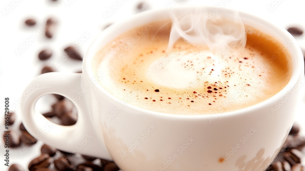 Coffee Mug on White Background, Simple and Elegant Presentation for Cafe Advertising. Coffee Mug on White Background, Simple and Elegant Presentation for Cafe Advertising.