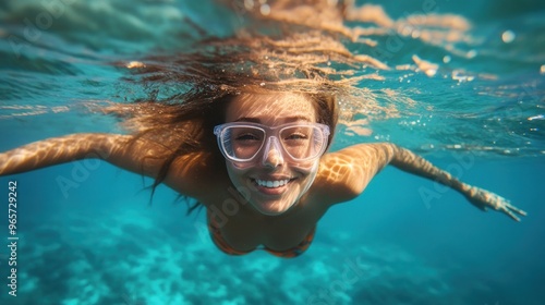 Smiling Woman Underwater