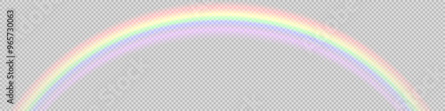 Rainbow on transparent background. Realistic rainbows in different shape and size. Rainbow, effect after rain. Vector illustration. Transparent rainbows. Downpour, hail rainy weather. png
