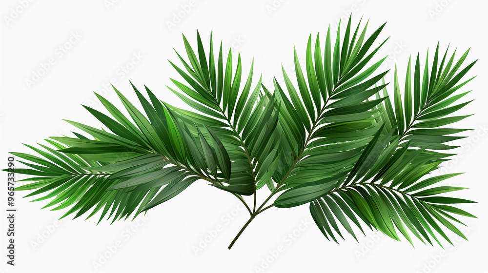 cluster of bright green palm leaves cluster of bright green palm leaves