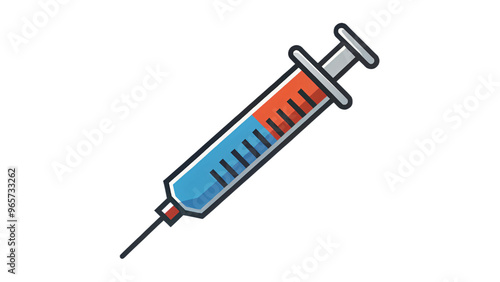 Isolated syringe with needle, used for injecting medicine, on a white background