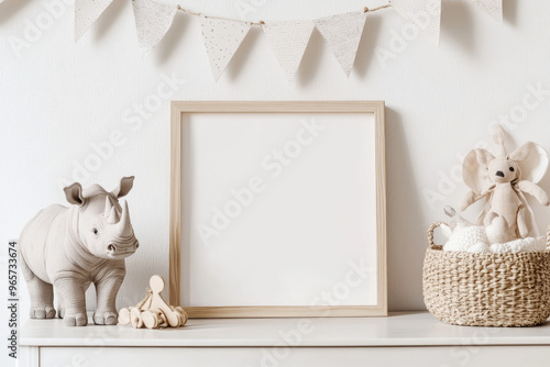 White frame mockup in a room. Created with Ai