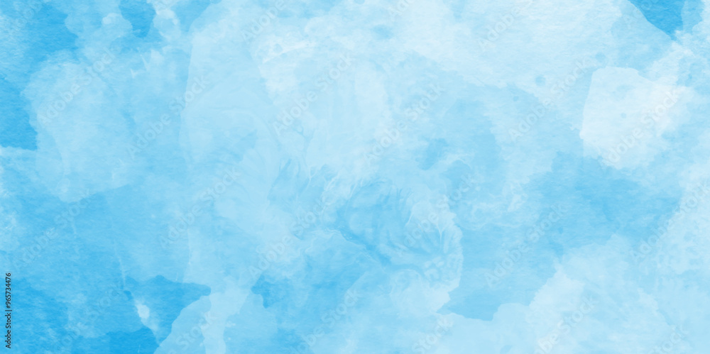Obraz premium soft and splashed blue watercolor background, Aquarelle texture of painted sky blue watercolor, Hand painted blue watercolor paper texture, Artistic blue watercolor splash, blue marble background.