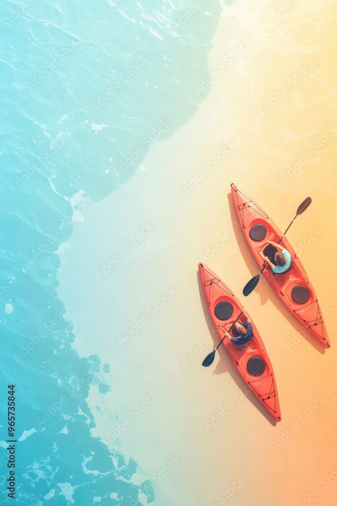 Vector illustration of a man kayaking in water Vector illustration of a man kayaking in water
