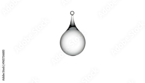 A clean fresh water droplet isolated on a white background