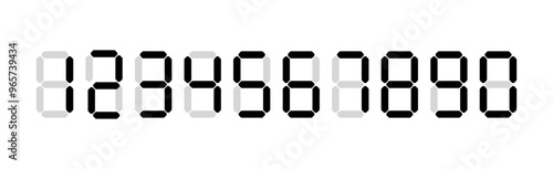 Digital number set. Black digital numbers set for a digital watch and other electronic devices PNG