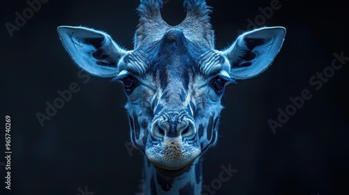 Graceful Giraffe Portrait Against Blue Sky Background