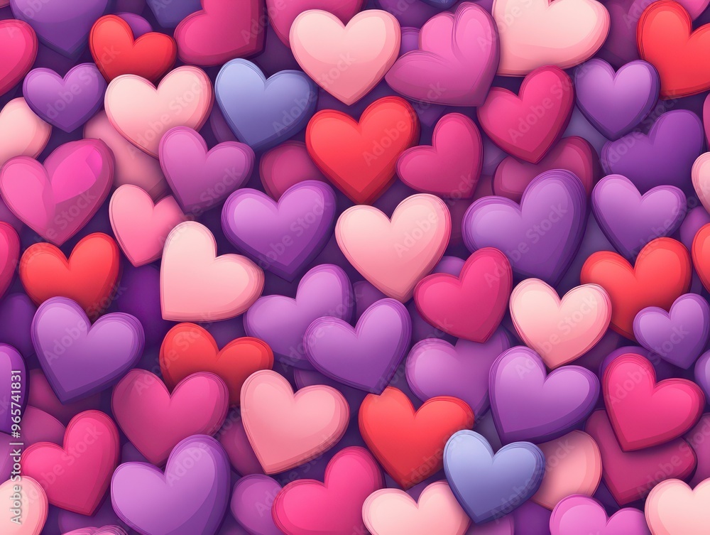 Seamless Heart Pattern in Pink, Purple, and Red for Valentines Day Seamless Heart Pattern in Pink, Purple, and Red for Valentines Day