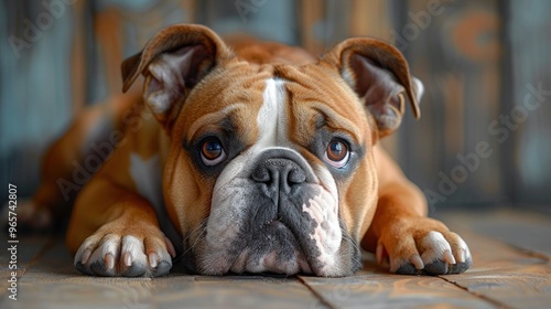 Adorable English Bulldog Portrait with Cute Expression