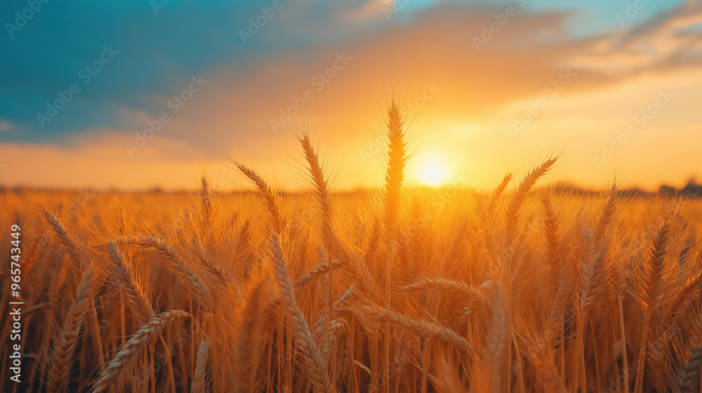 Golden wheat stalks sway gently in the breeze as the sun sets in the distance, casting a warm glow across the rural landscape. The scene evokes peace, tranquility, and the beauty of nature. Golden wheat stalks sway gently in the breeze as the sun sets in the distance, casting a warm glow across the rural landscape. The scene evokes peace, tranquility, and the beauty of nature.