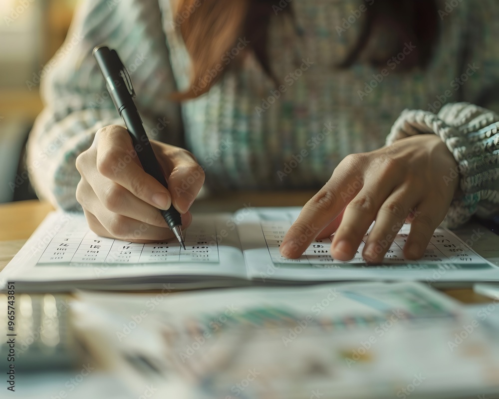 Organized Financial Planning with Calendar Bills and Receipts on Desk Organized Financial Planning with Calendar Bills and Receipts on Desk