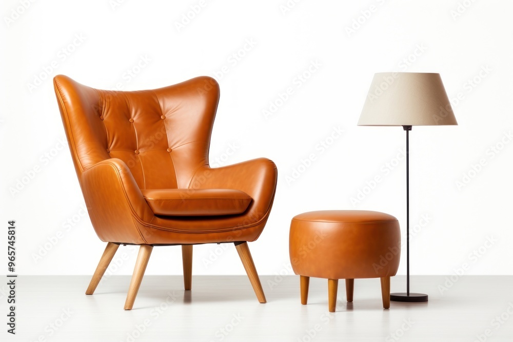 Fototapeta premium Elegant leather chair with ottoman