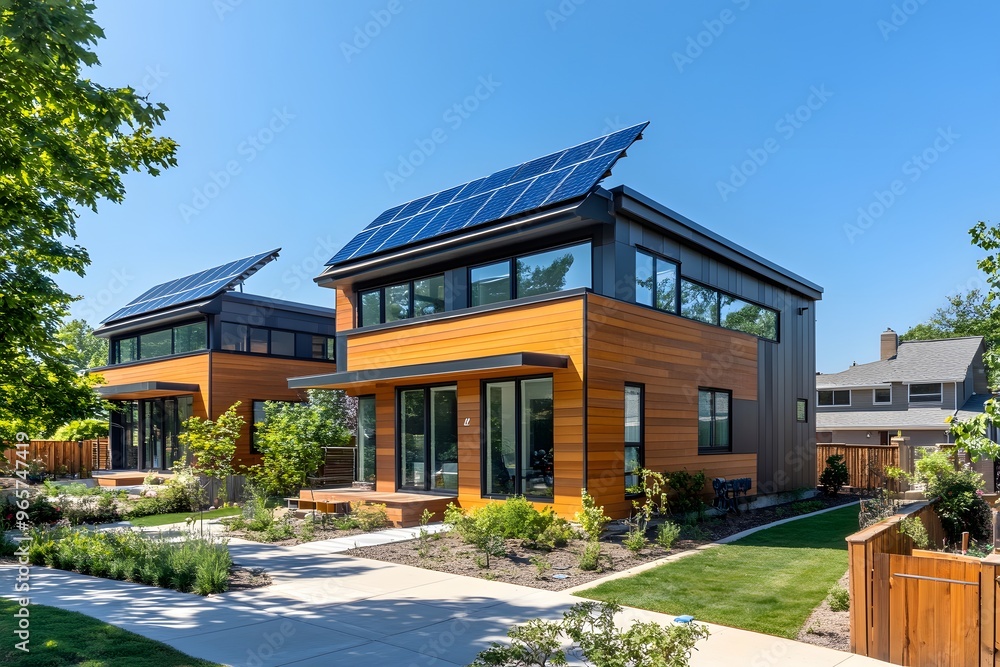 Modernes Haus mit Solarpanelen auf dem Dach Modernes Haus mit Solarpanelen auf dem Dach