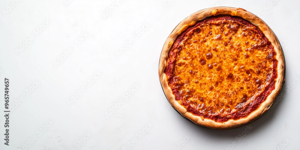Top-down view of deep-dish pizza with thick edges visible Top-down view of deep-dish pizza with thick edges visible