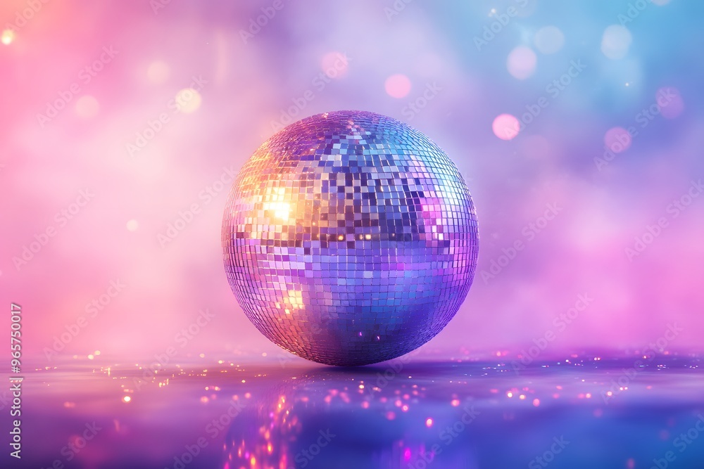 Obraz premium Disco Ball Purple Background Party Celebration Nightclub