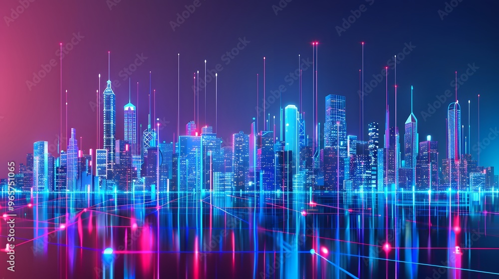 Fototapeta premium modern city background with technology 