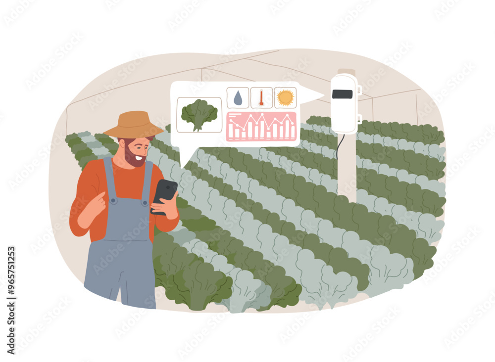 Crop monitoring isolated cartoon vector illustrations.
