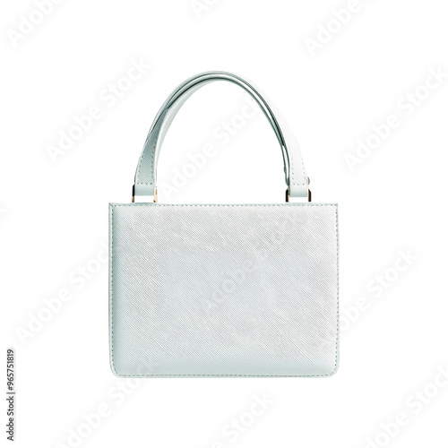 White Leather Handbag with Top Handle photo