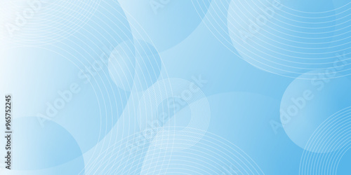 blue background with white circle rings. Blue gradient minimal vector background with circle difference shape. geometric website landing page or banner template modern style vector illustration.