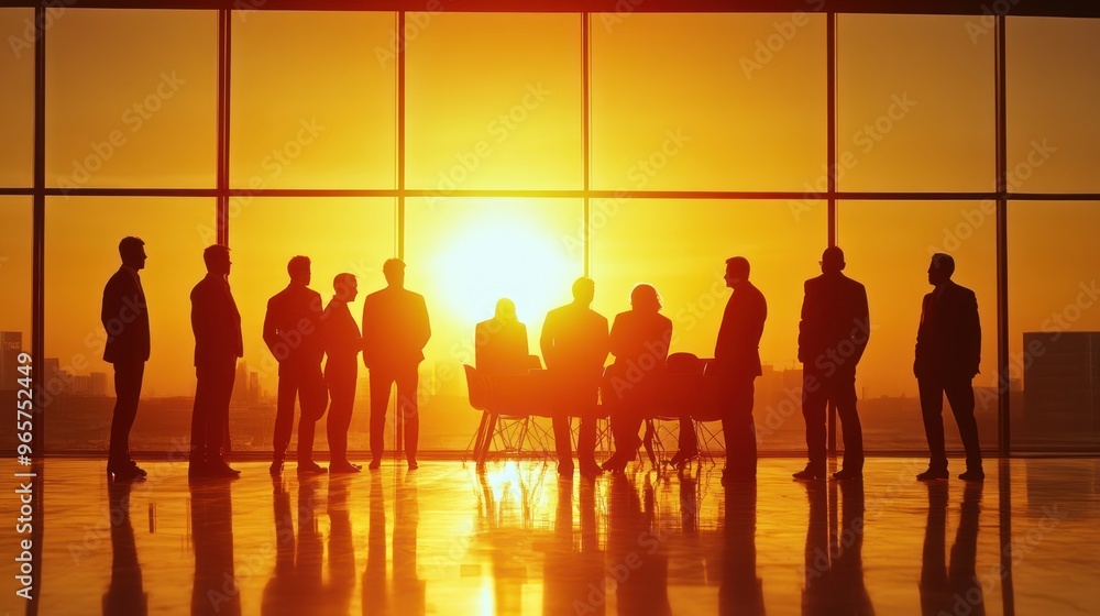 Silhouettes of Business Professionals at Sunset Silhouettes of Business Professionals at Sunset
