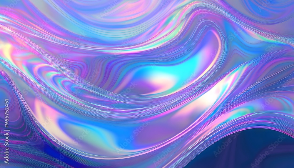 Obraz premium abstract iridescent shape, holographic background; blue and purple wave