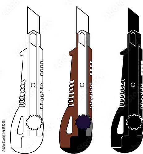 Utility Knife Illustration - Color and Design Variations