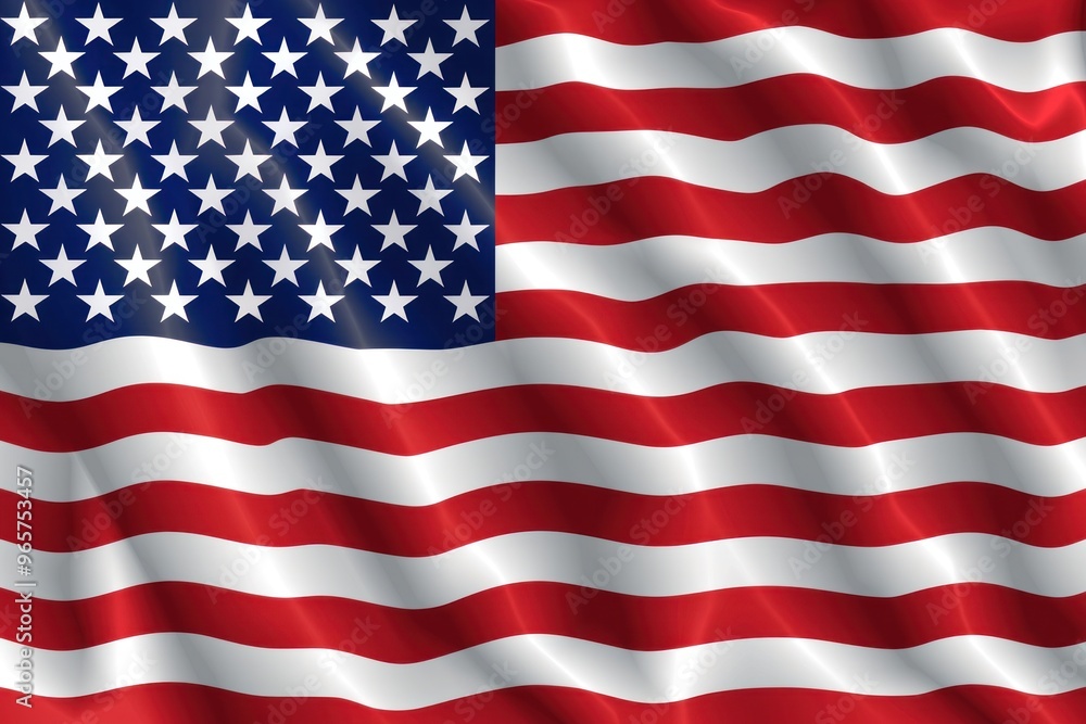 Fototapeta premium Waving American flag. USA patriotism and national pride concept.