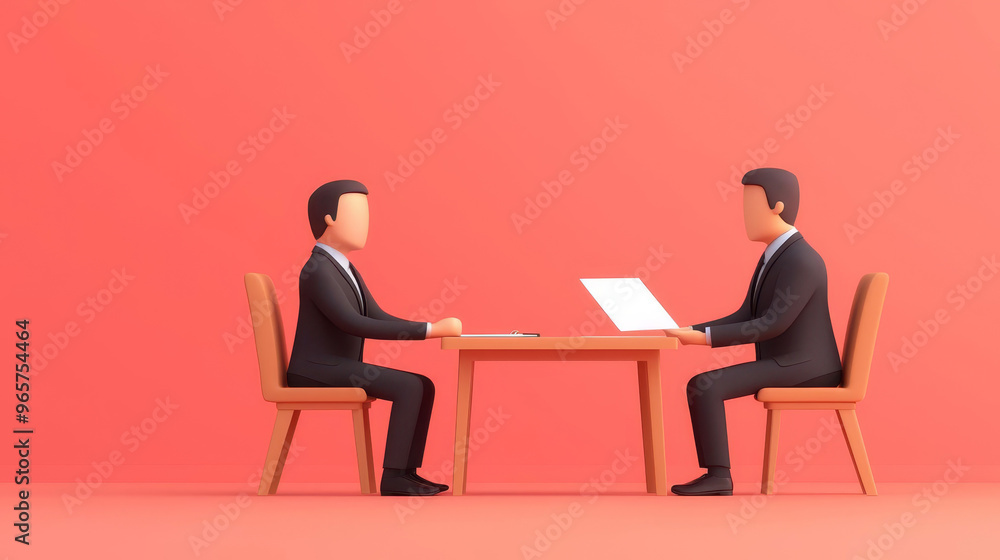 Insurance agent, client meeting, contract signing, 3D illustration Insurance agent, client meeting, contract signing, 3D illustration