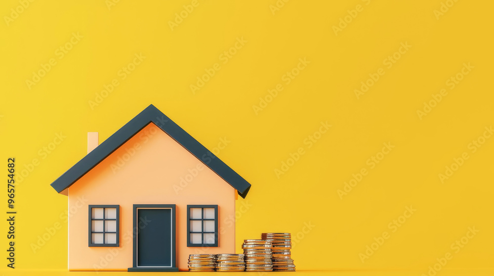 Mortgage agreement, home purchase finances, 3D illustration Mortgage agreement, home purchase finances, 3D illustration