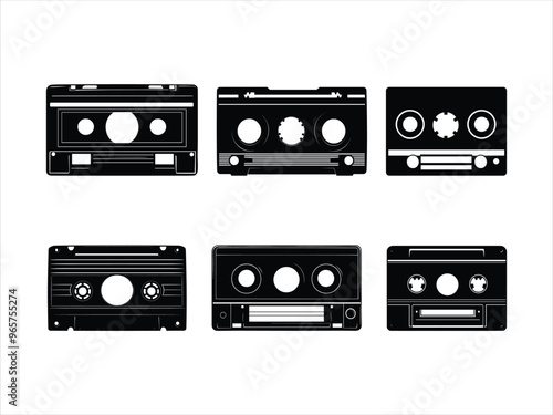 Retro Audio Cassette Tape Silhouette | Vintage Music Design for Digital Downloads.