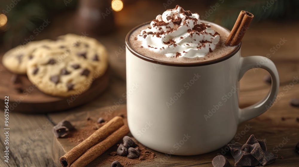 Warm Cozy Hot Chocolate with Whipped Cream and Cinnamon Warm Cozy Hot Chocolate with Whipped Cream and Cinnamon