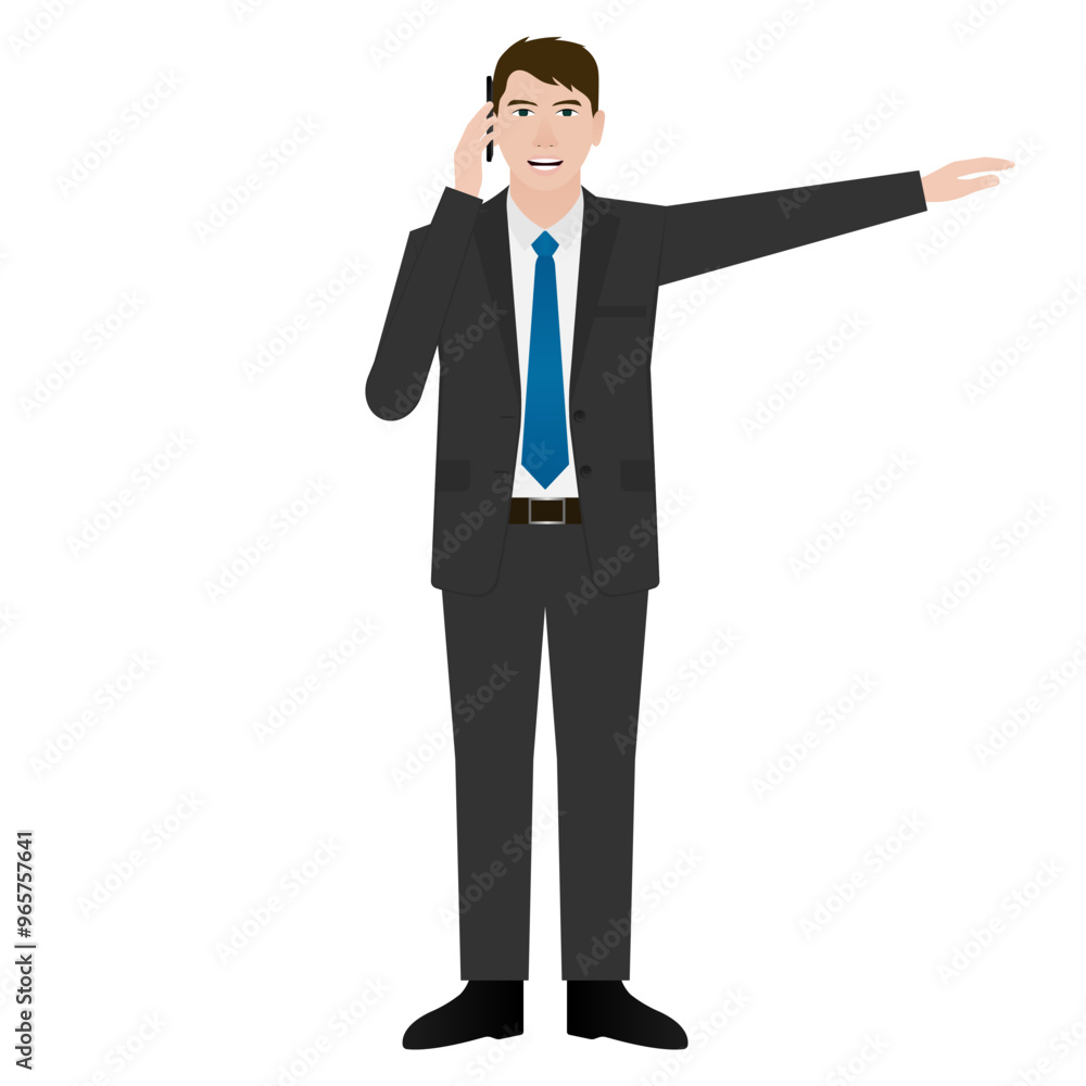 Taxi Service. Businessman is Waiting for a Taxi. Calling Taxi. Vector Illustration. Taxi Service. Businessman is Waiting for a Taxi. Calling Taxi. Vector Illustration.