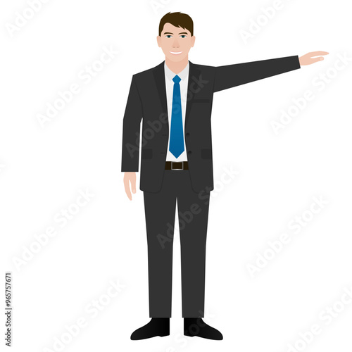 Taxi Service. Businessman is Waiting for a Taxi. Calling Taxi. Vector Illustration.