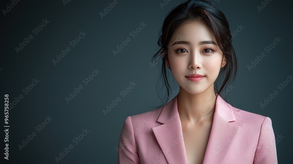 Confident Korean Businesswoman in Pink Suit - Professional Young Female Executive Posing in Clean Background Confident Korean Businesswoman in Pink Suit - Professional Young Female Executive Posing in Clean Background