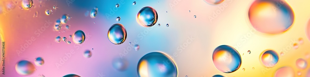 Colorful bubbles floating in gradient space Colorful bubbles floating in gradient space