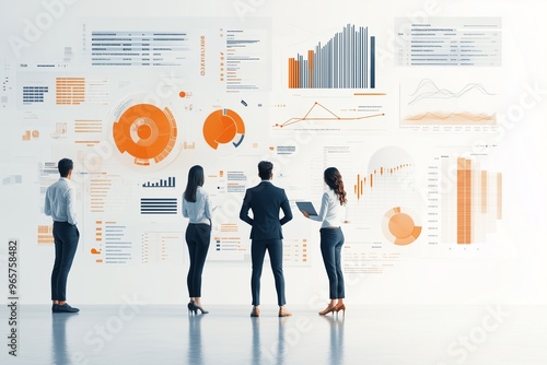 Multinational business people with business data concept