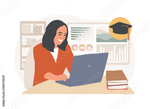 Online MBA isolated cartoon vector illustrations.