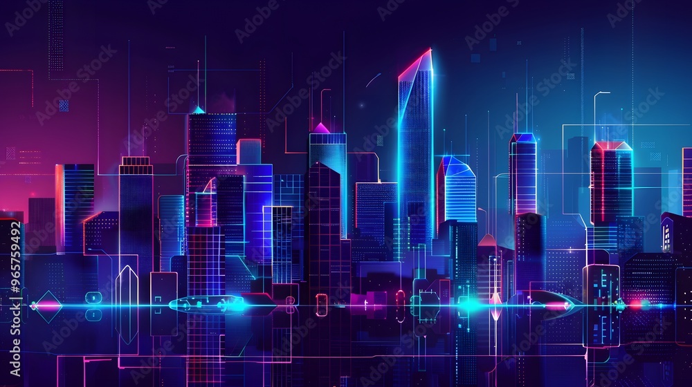 Fototapeta premium modern city background with technology