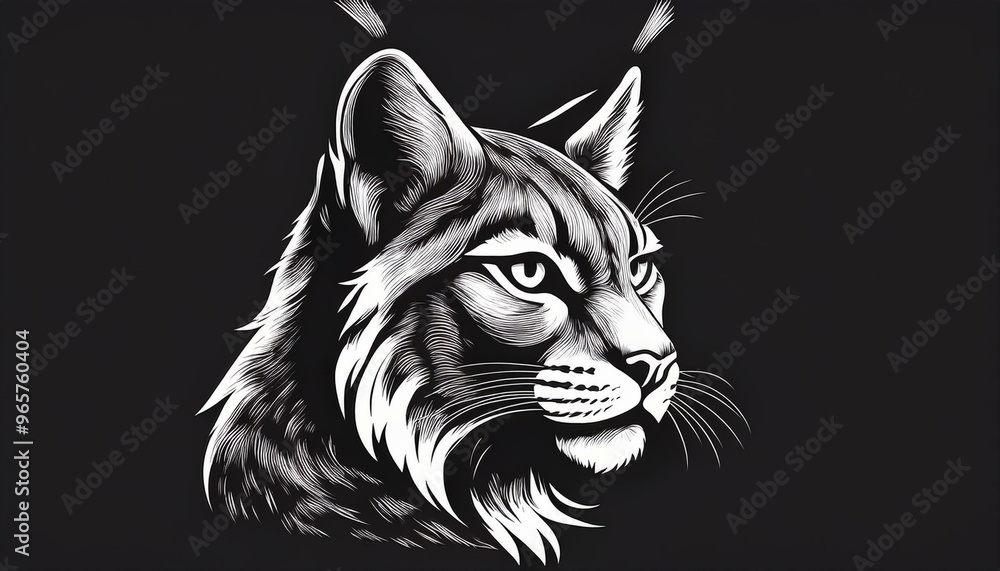 Capture the sleek and powerful profile of a lynx in a side view silhouette design Emphasize the sharp eyes and pointed ears for a bold and dynamic look Capture the sleek and powerful profile of a lynx in a side view silhouette design Emphasize the sharp eyes and pointed ears for a bold and dynamic look
