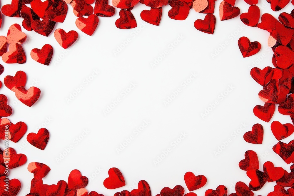 Heart Confetti Border with Blank Space for Valentines Day Heart Confetti Border with Blank Space for Valentines Day