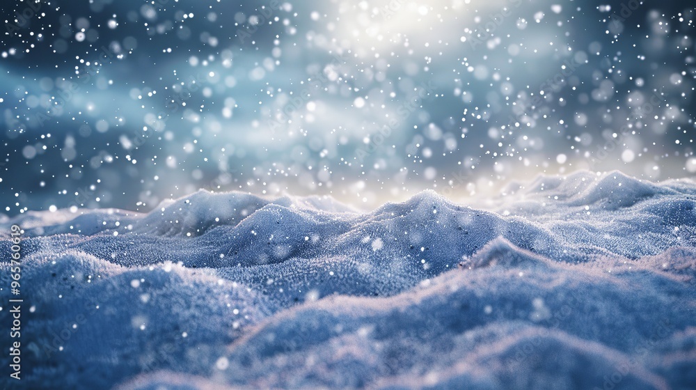 Background with snowflakes. Blue bokeh Background with snowflakes. Blue bokeh