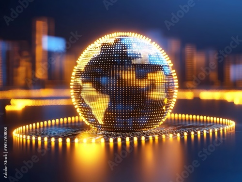 Digital Earth Globe: Futuristic Representation of Global Connectivity in Lights