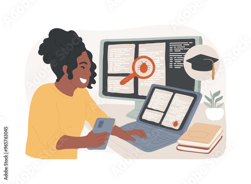 Software testing course isolated cartoon vector illustrations.