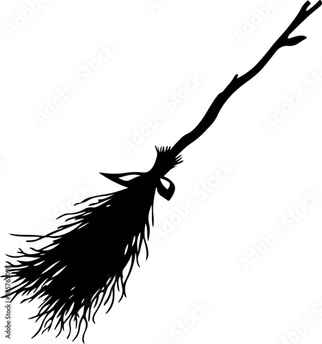 Silhouette of a Traditional Witch's Broomstick