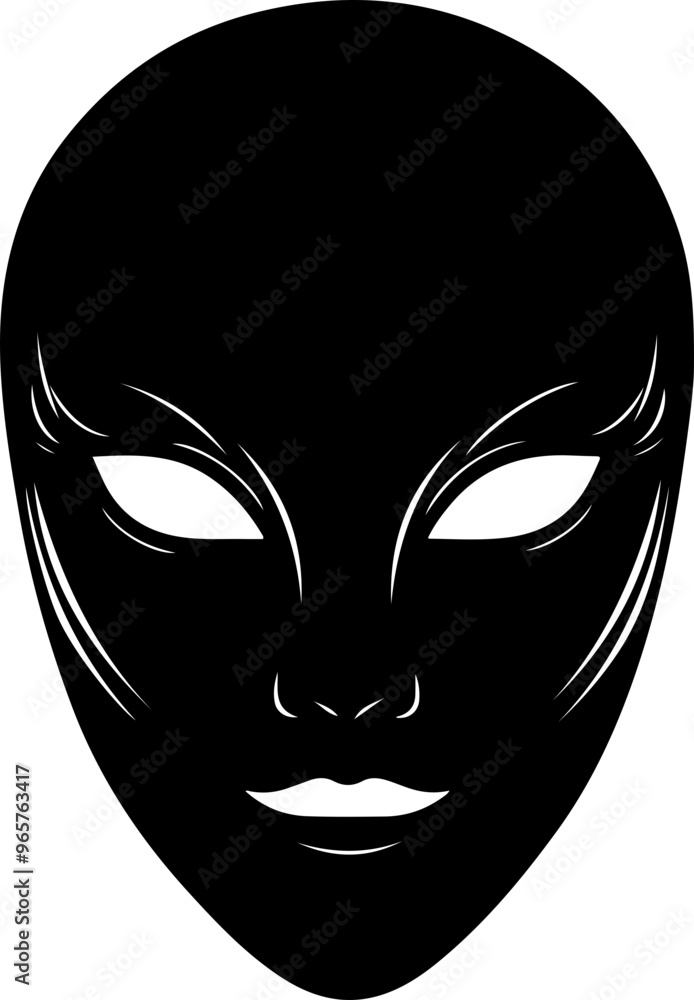 Black Alien Face with Stylized Features Black Alien Face with Stylized Features