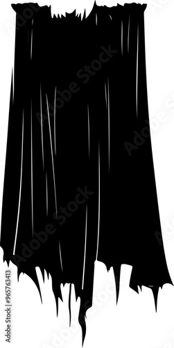 Dark Tattered Cloak Silhouette on White Background